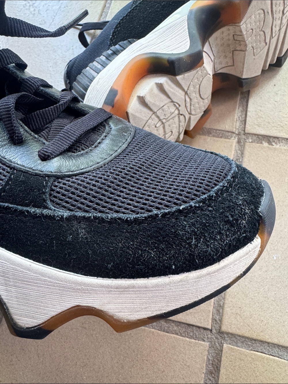 Sorel Black and White Chunky Lace-Up Platform Sneakers - Picture 8 of 11
